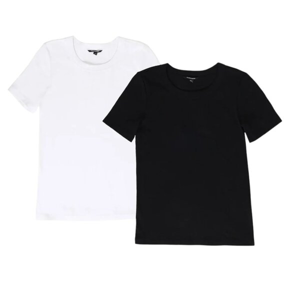 NWOT Tahari Ribbed Cotton T-Shirt 2 pack | Black - Picture 1 of 1